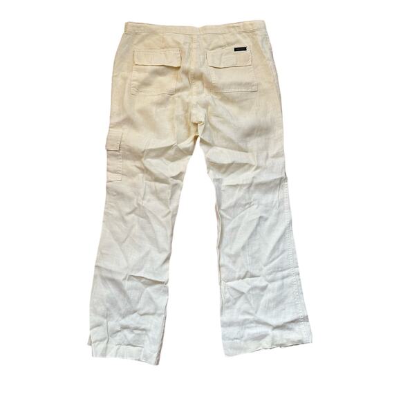 Sanctuary 100% Linen Low Rise Cargo Pants Drawstring Yellow Women’s size Medium - Picture 5 of 7